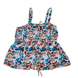 NWT Lane Bryant Plus Size Geometric Print Peplum Tank Top Size 20 Multicolor